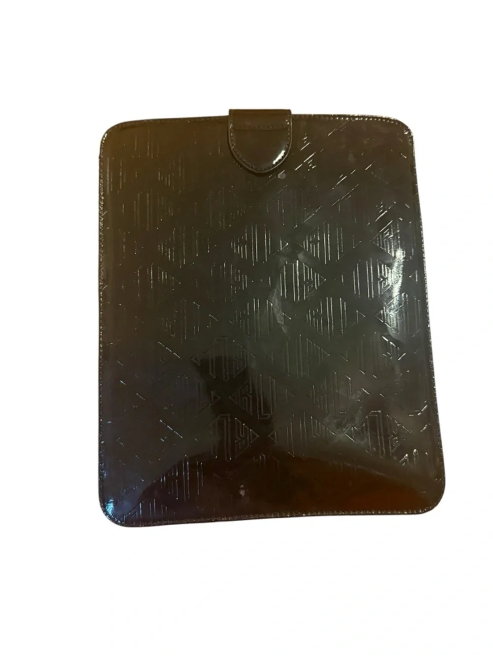 Ralph Lauren Black Patent Tablet Sleeve with Gold Plate Accent